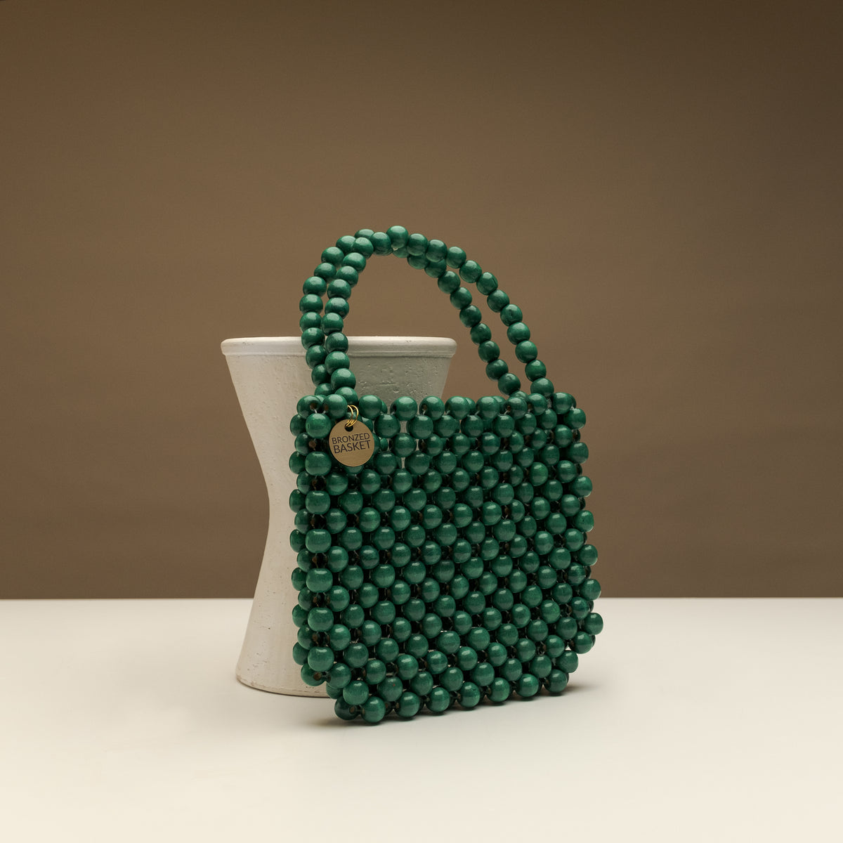 Golden Gates twin handle beaded bag – Bronzed Basket