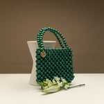 Emerald Twin Handle Beaded Bag