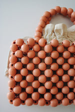 Peachy Twin Handle Beaded Bag