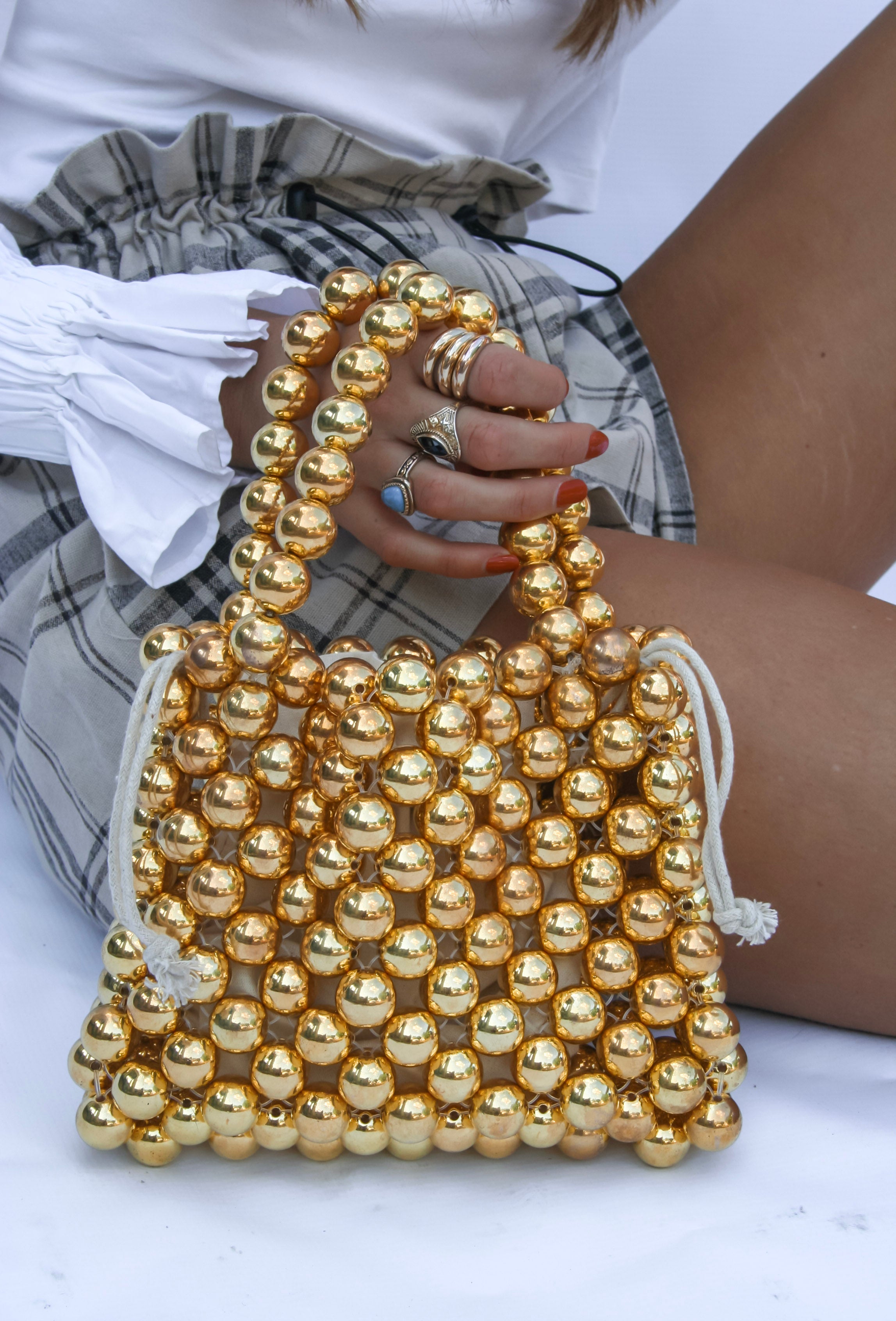 Golden Gates twin handle beaded bag – Bronzed Basket