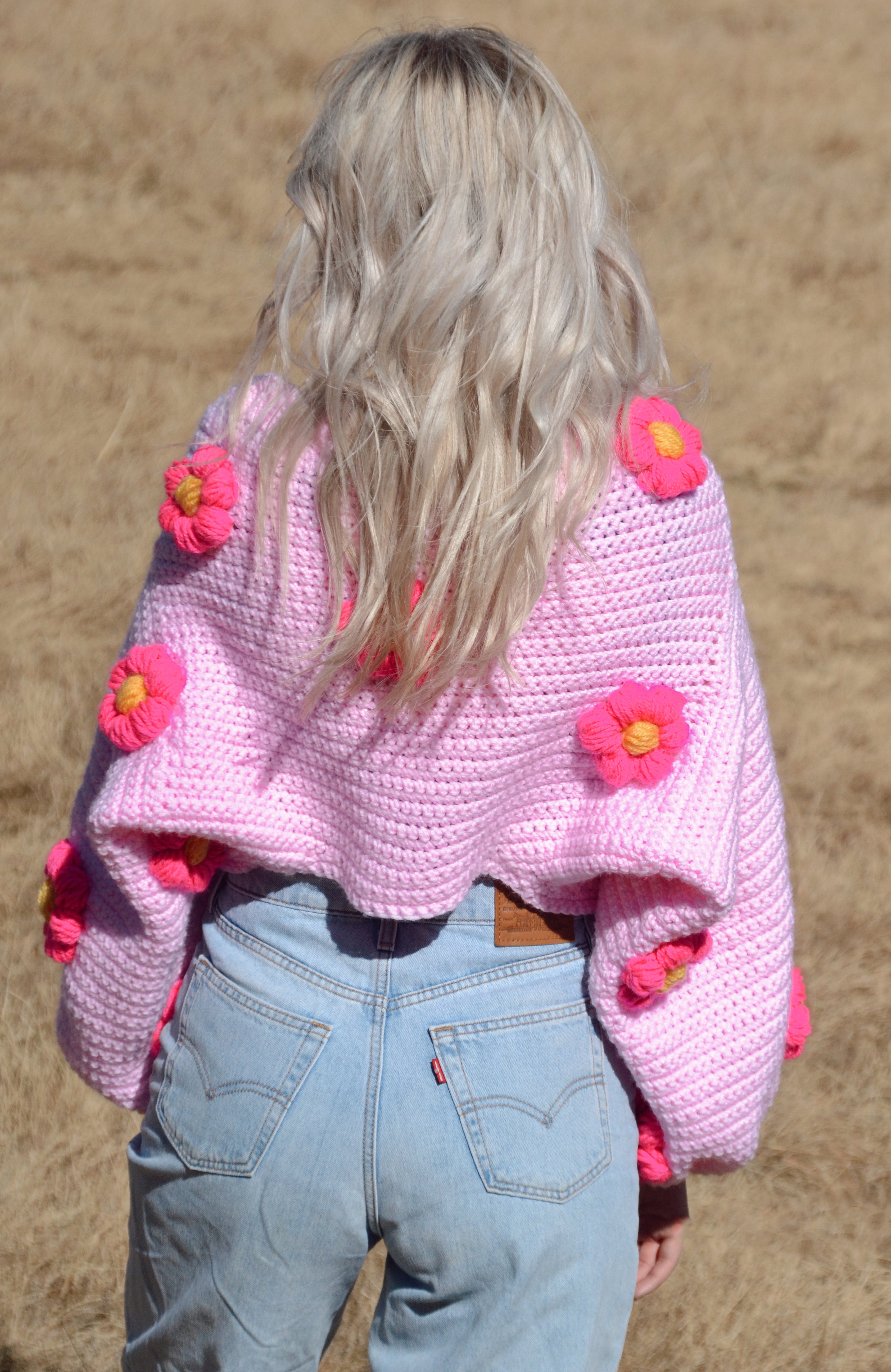 Pink Cropped Daisy Knit
