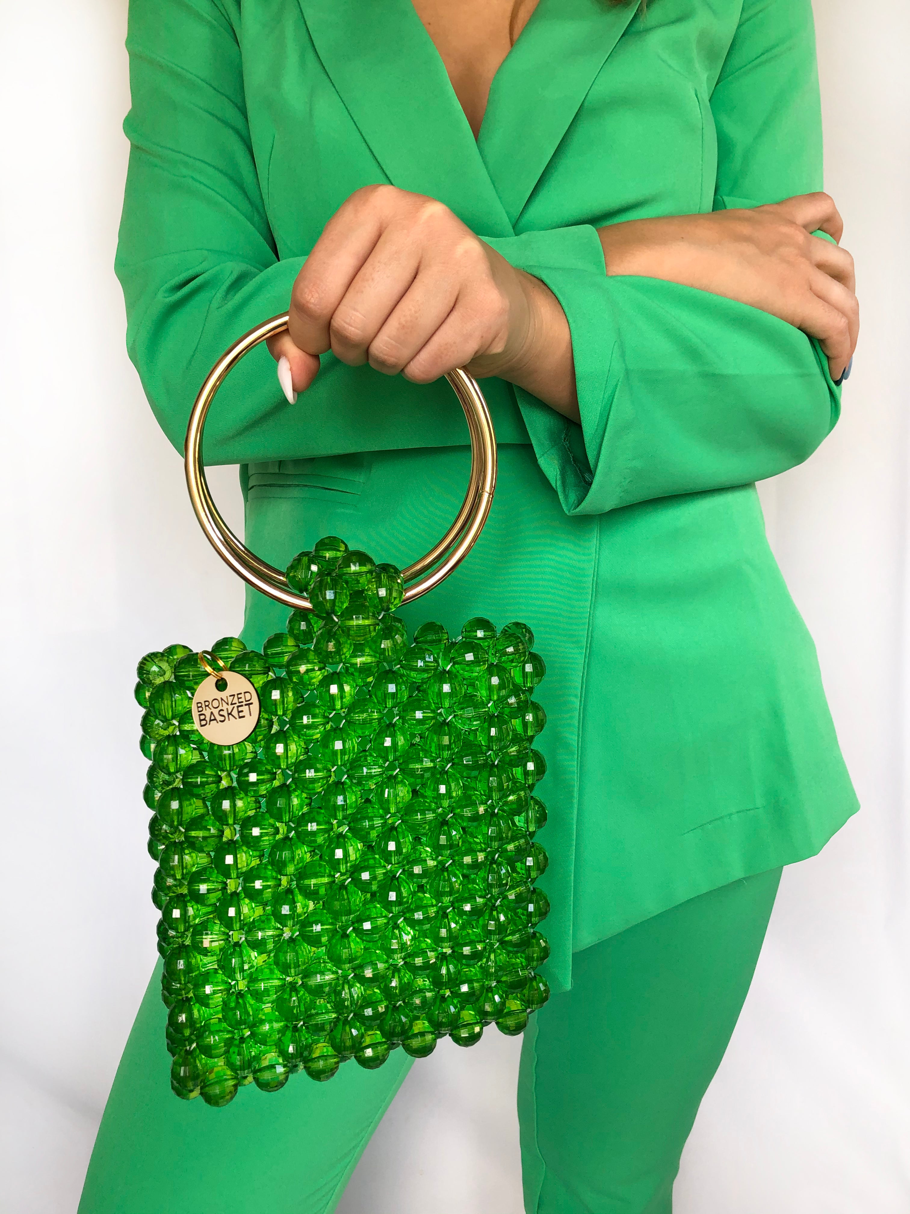 Ring Me Up- Lime Green Beaded Bag